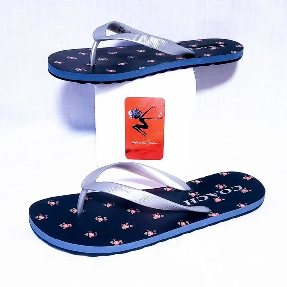 🆕Auth Coach Floral Print Zak Flip Flops, size 5/6 - Picture 4 of 8